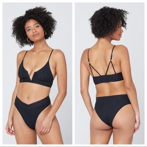 { L*space } Pointelle Rib Siren Bikini Top Black